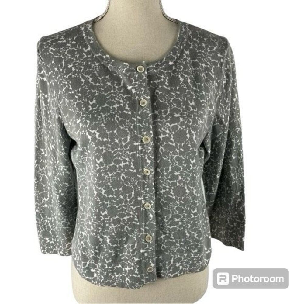 ✨Boden Cropped Button Down Grey Floral Sz 16 Cardigan✨